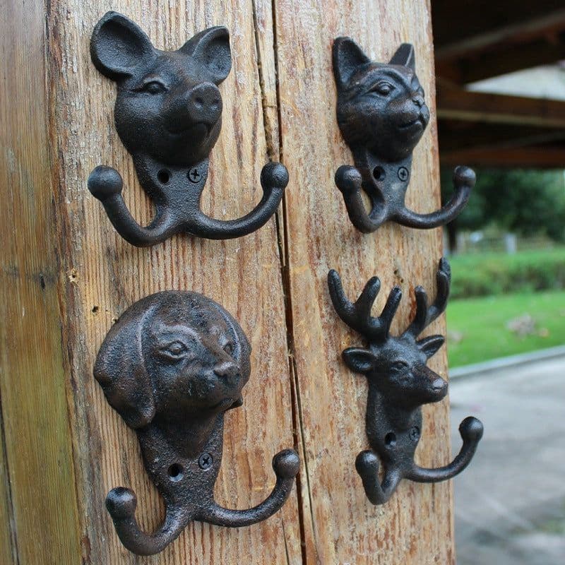 image-Retro Cast Iron Wall-mounted Mural Decoration Hat-and-coat Clothes Hook