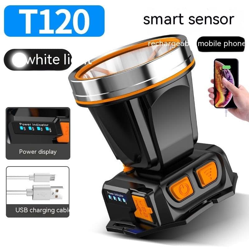 image-Outdoor Strong Light LED Remote Sensing Headlamp Night Fishing Waterproof Head-mounted Camping Fishing Miner's Lamp