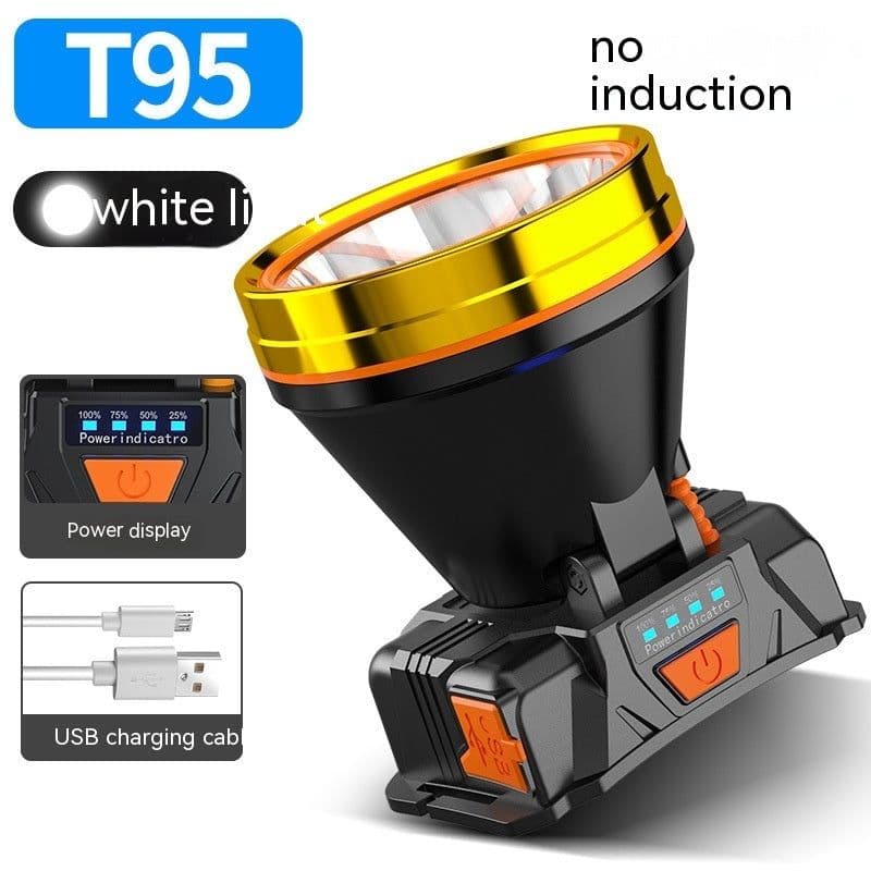 image-Outdoor Strong Light LED Remote Sensing Headlamp Night Fishing Waterproof Head-mounted Camping Fishing Miner's Lamp