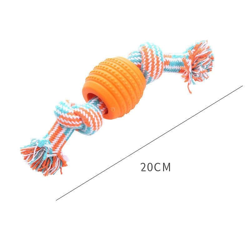 image-Dog Bite-resistant Teeth Cleaning Pets Toys Ball Double Knot Cotton Cord With Ball Dog Toy Teeth Grinding Toy Teeth Cleaning Pet Products