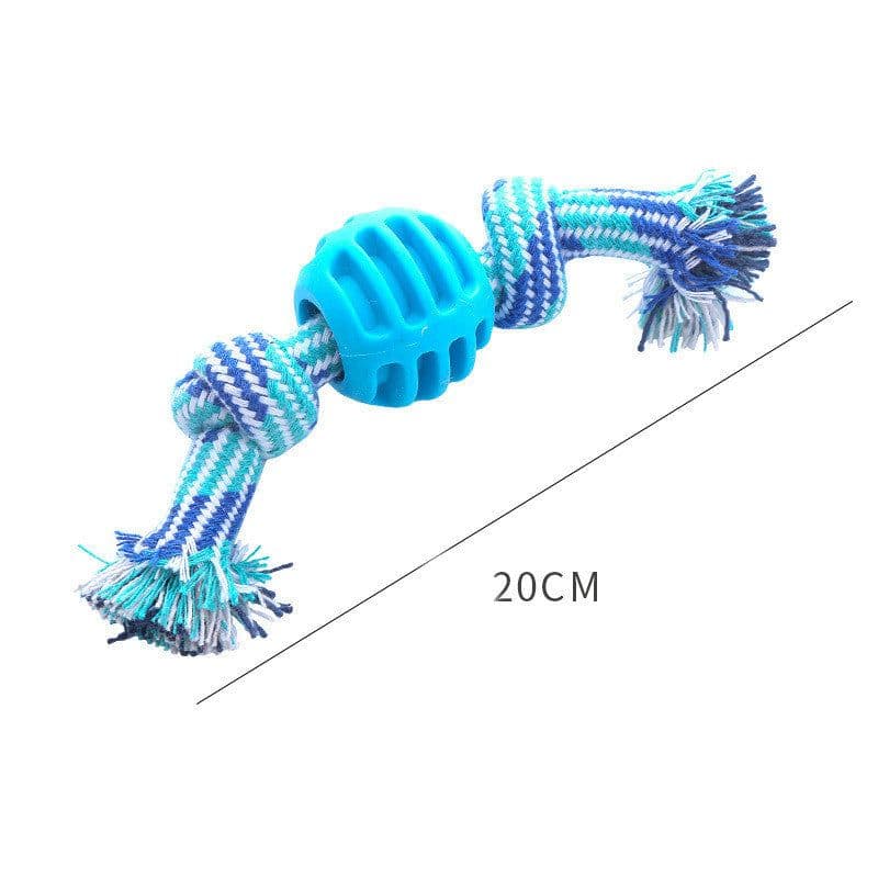 image-Dog Bite-resistant Teeth Cleaning Pets Toys Ball Double Knot Cotton Cord With Ball Dog Toy Teeth Grinding Toy Teeth Cleaning Pet Products
