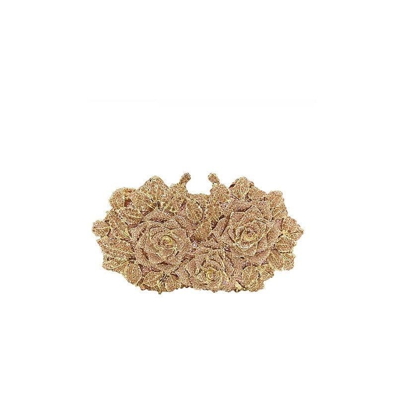 image-Hollow Flower Bag Portable Diamond Rhinestone Clutch