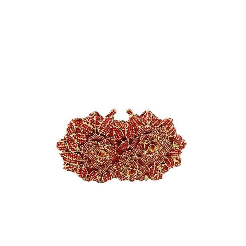 image-Hollow Flower Bag Portable Diamond Rhinestone Clutch
