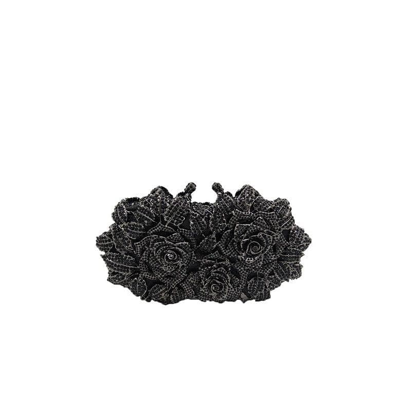 image-Hollow Flower Bag Portable Diamond Rhinestone Clutch