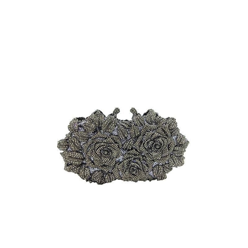 image-Hollow Flower Bag Portable Diamond Rhinestone Clutch