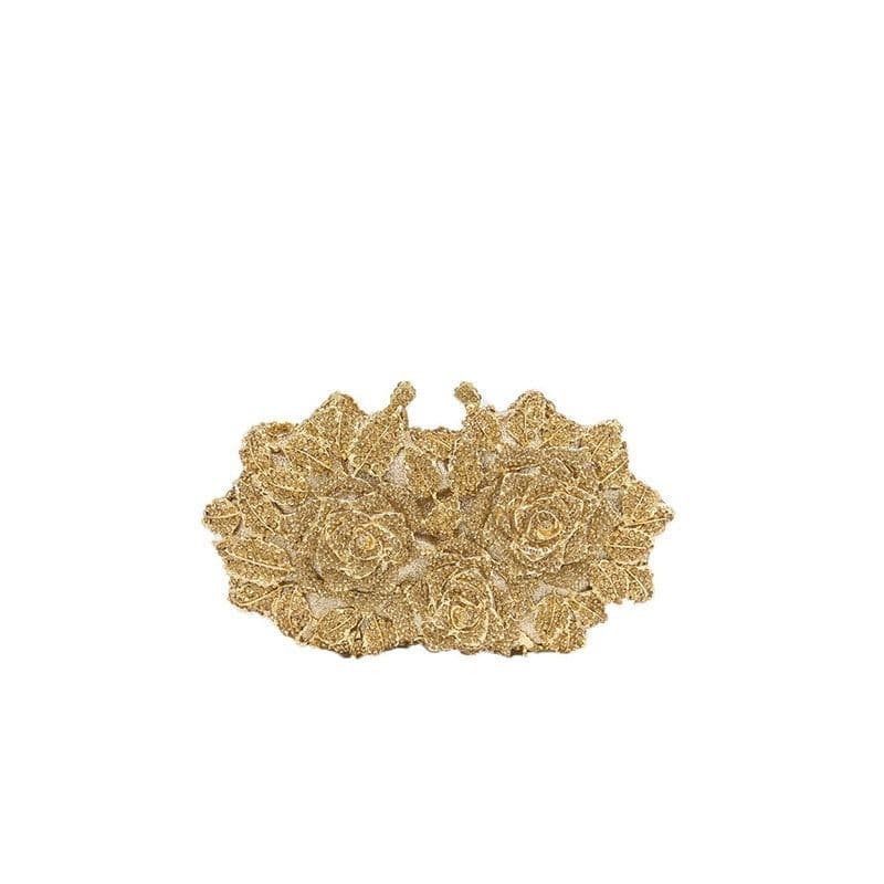 image-Hollow Flower Bag Portable Diamond Rhinestone Clutch