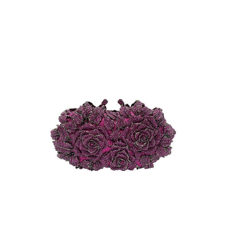 image-Hollow Flower Bag Portable Diamond Rhinestone Clutch