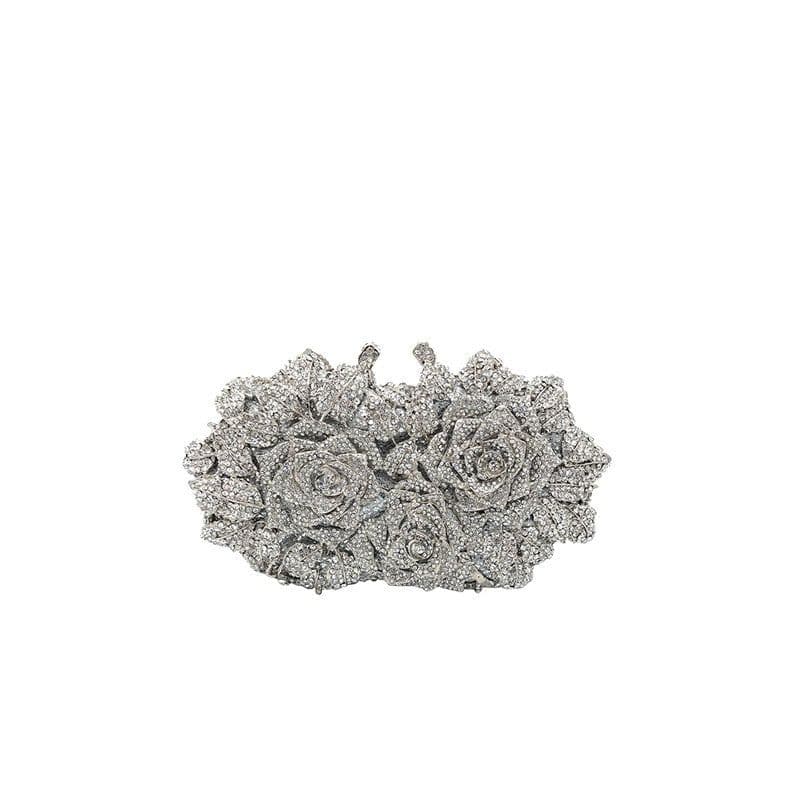image-Hollow Flower Bag Portable Diamond Rhinestone Clutch