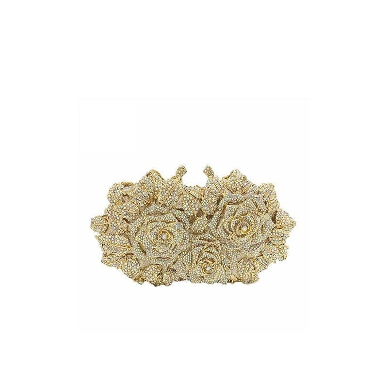 image-Hollow Flower Bag Portable Diamond Rhinestone Clutch
