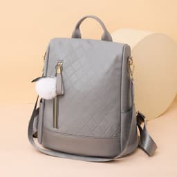image-Women's Fashion Soft Leather Preppy Style Backpack