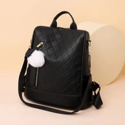 image-Women's Fashion Soft Leather Preppy Style Backpack