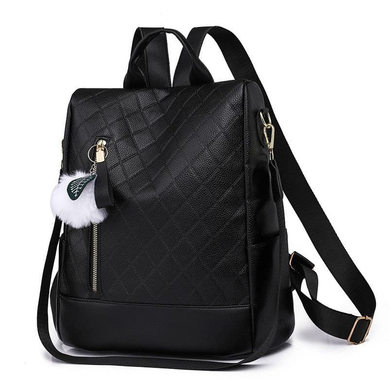 image-Women's Fashion Soft Leather Preppy Style Backpack