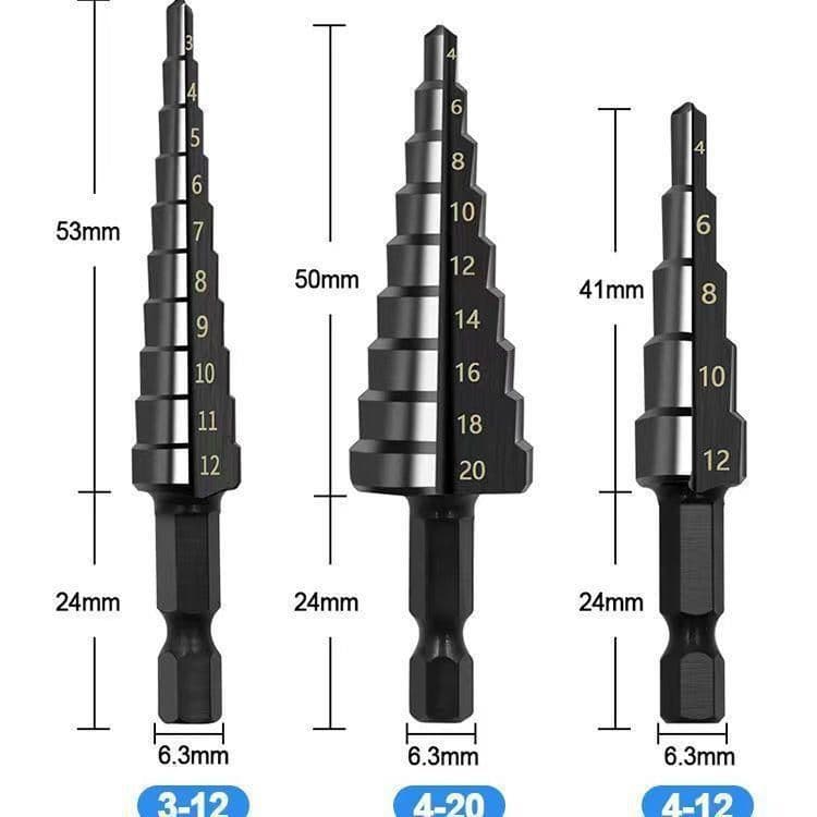 image-Black Three-piece Straight Slot Step Drill