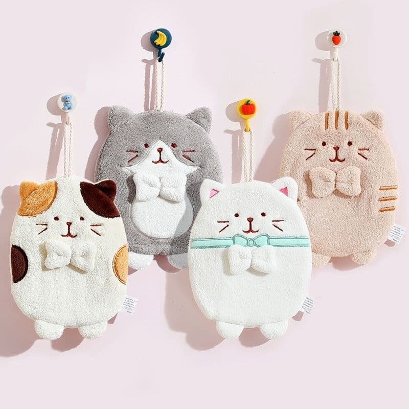 image-Hand Towel Hanging Cute Kitten Absorbent Lint-free Household Kitchen