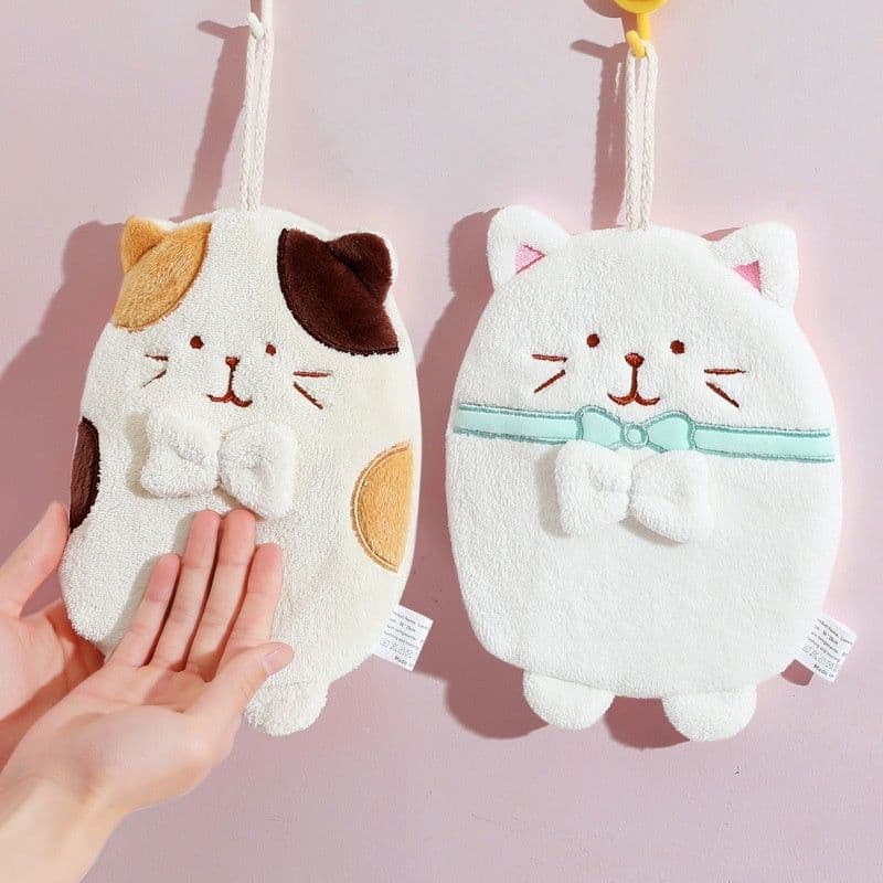 image-Hand Towel Hanging Cute Kitten Absorbent Lint-free Household Kitchen