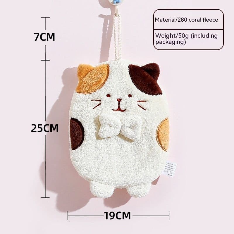 image-Hand Towel Hanging Cute Kitten Absorbent Lint-free Household Kitchen