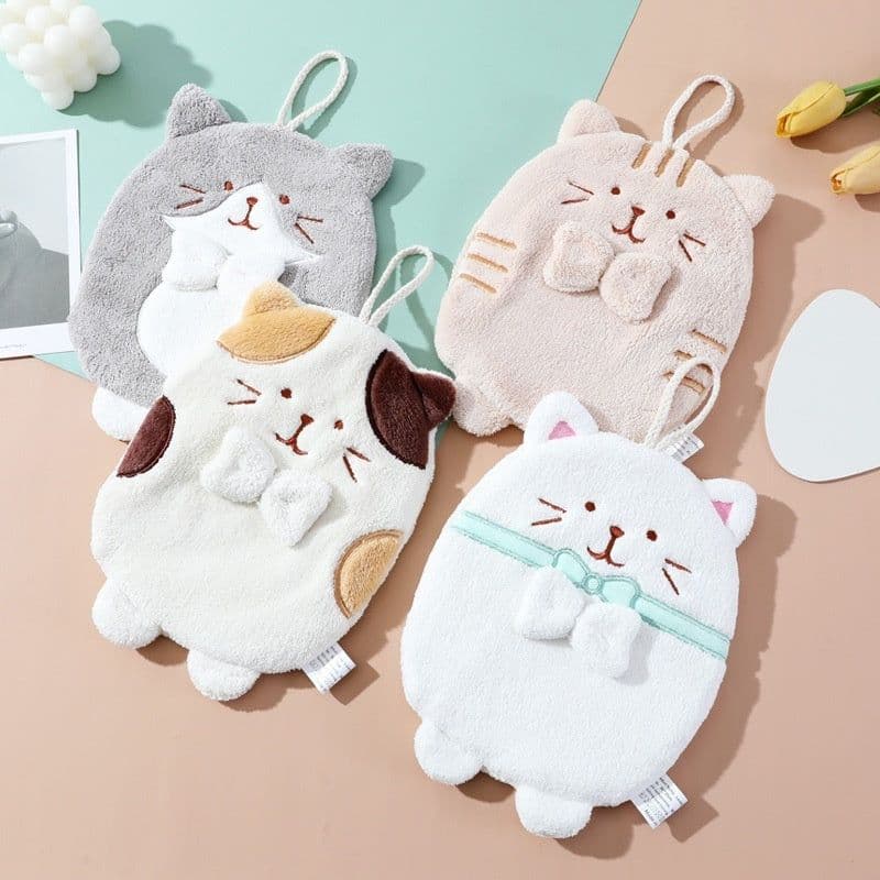 image-Hand Towel Hanging Cute Kitten Absorbent Lint-free Household Kitchen