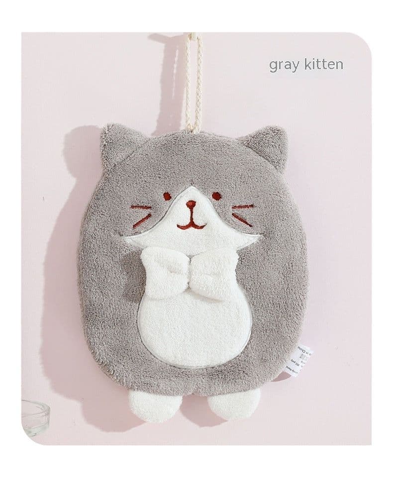 image-Hand Towel Hanging Cute Kitten Absorbent Lint-free Household Kitchen
