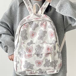 image-Women's Cute Fashion Bear Printed Schoolbag