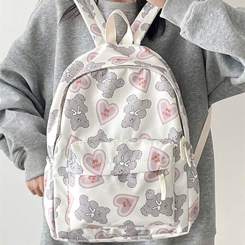 image-Women's Cute Fashion Bear Printed Schoolbag