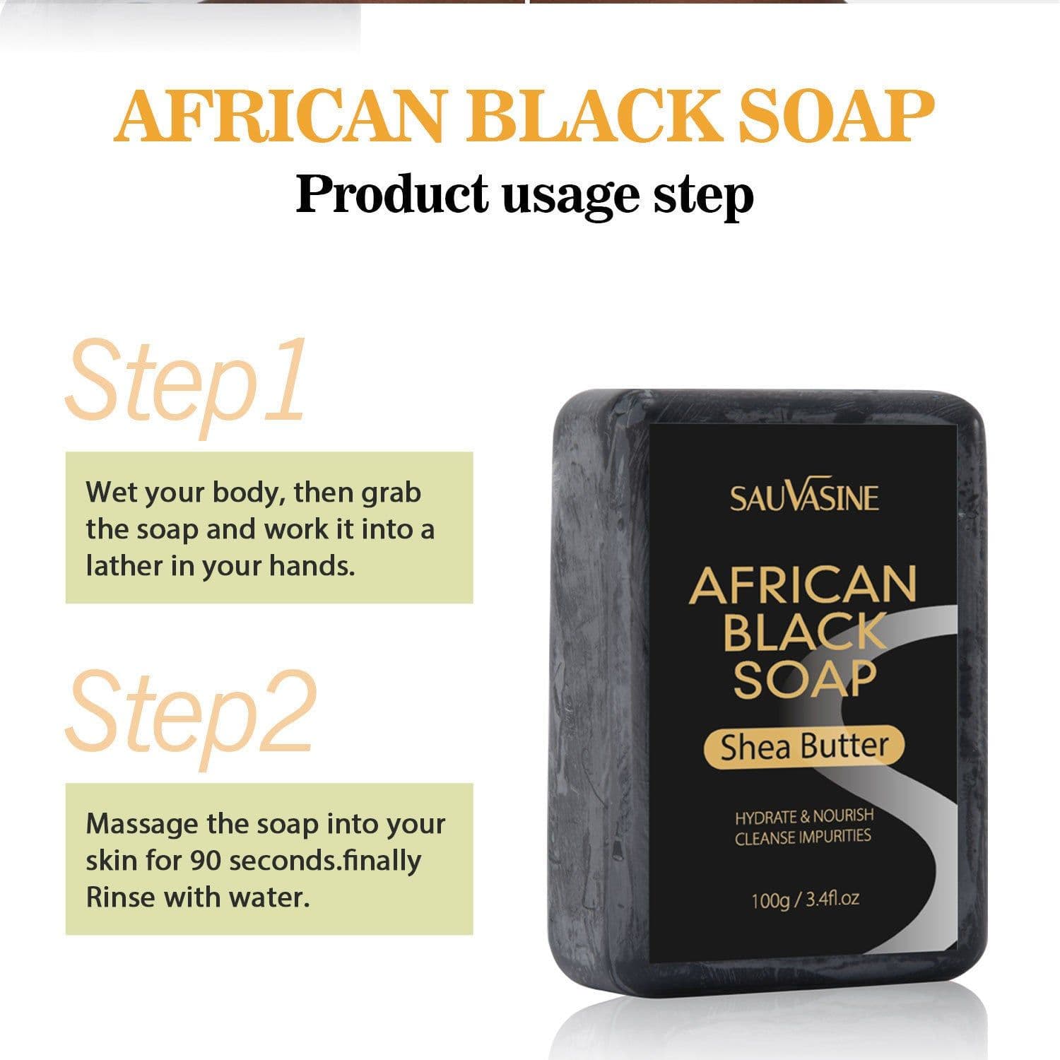 image-African Black Soap Deep Cleansing Body Anti-mite Moisturizing