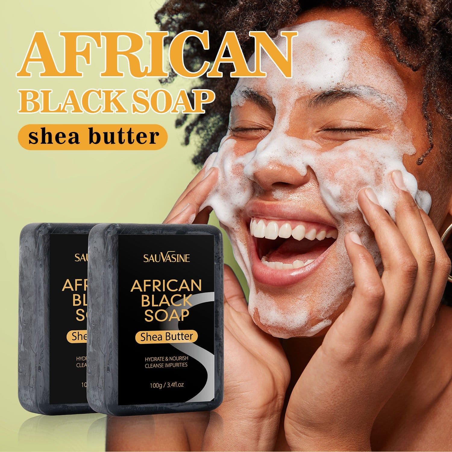 image-African Black Soap Deep Cleansing Body Anti-mite Moisturizing