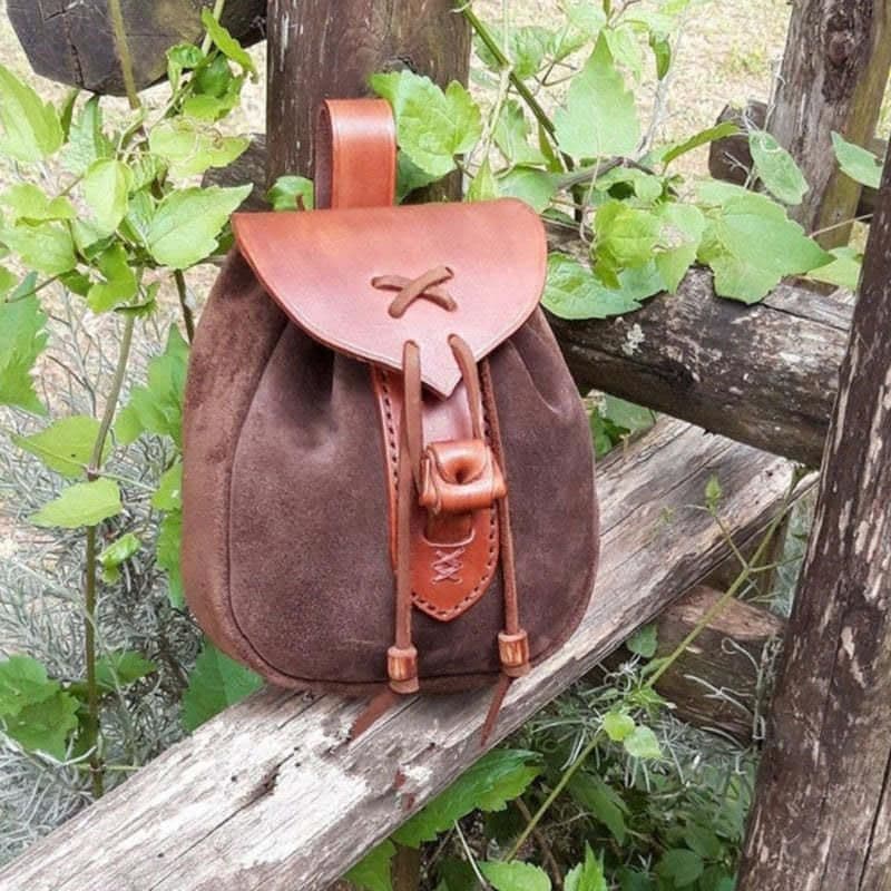 image-European And American New Retro Medieval Leather Outdoor Pocket Drawstring