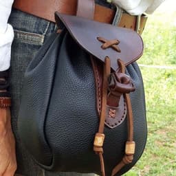 image-European And American New Retro Medieval Leather Outdoor Pocket Drawstring