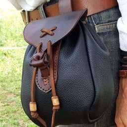 image-European And American New Retro Medieval Leather Outdoor Pocket Drawstring