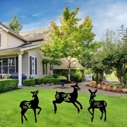 image-Outdoor Gardening Floor Outlet Christmas Deer Three-piece Set