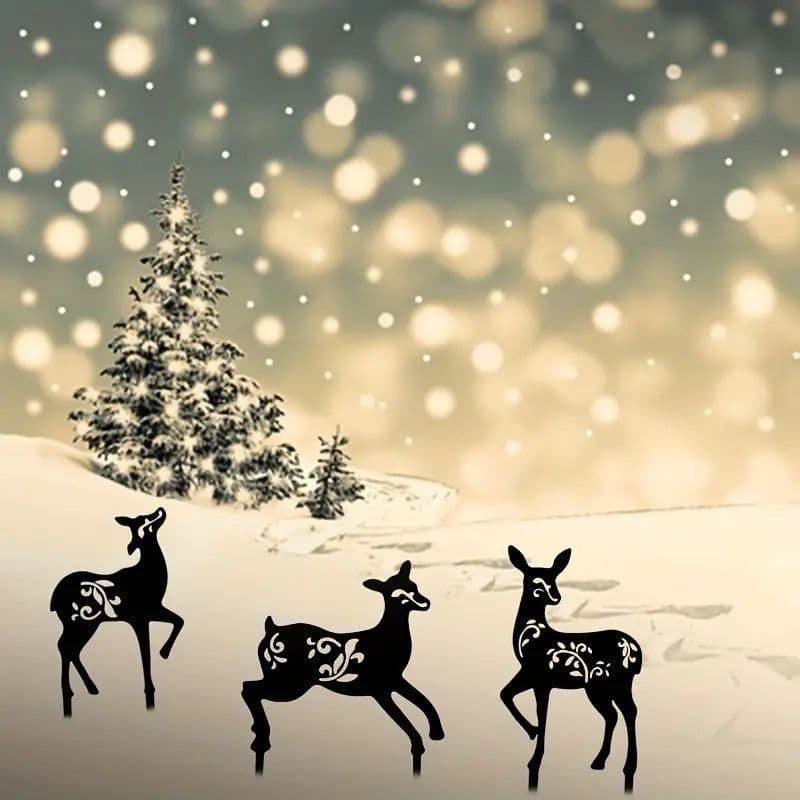 image-Outdoor Gardening Floor Outlet Christmas Deer Three-piece Set