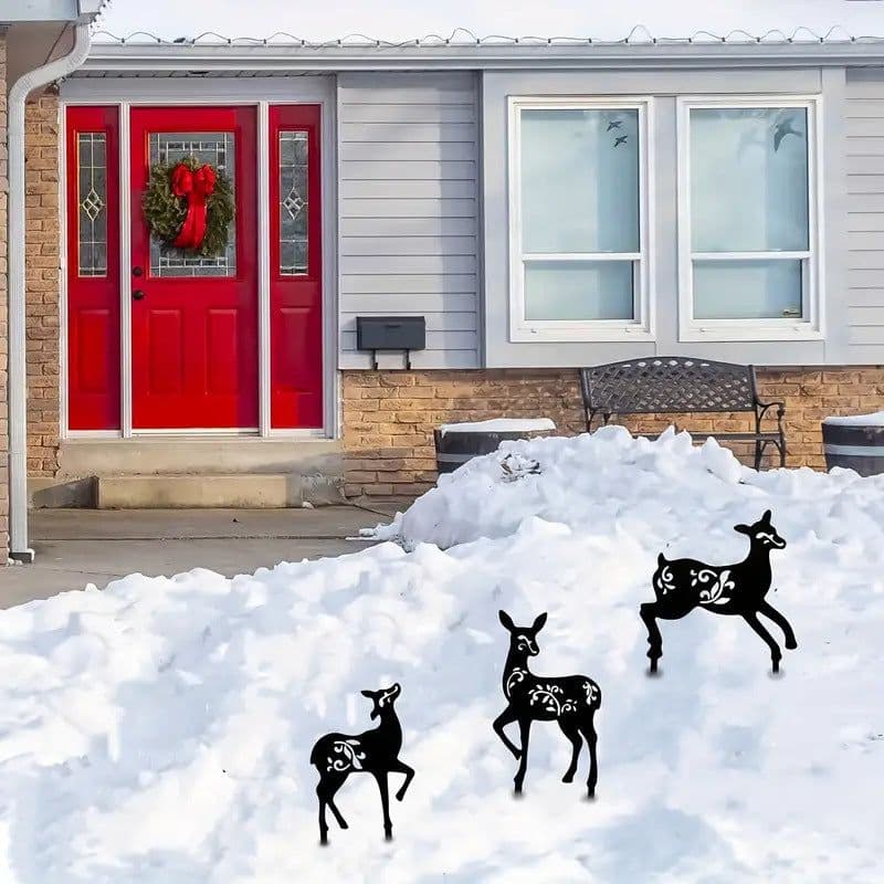 image-Outdoor Gardening Floor Outlet Christmas Deer Three-piece Set