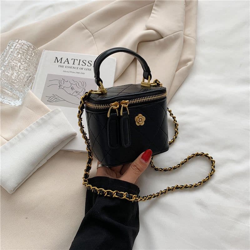 image-Mini Lipstick Small Bag Camellia Chain Box Handbag Shoulder Messenger Bag For Women