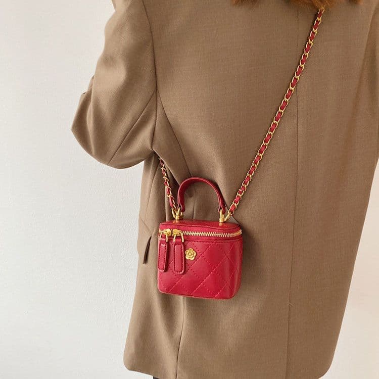 image-Mini Lipstick Small Bag Camellia Chain Box Handbag Shoulder Messenger Bag For Women