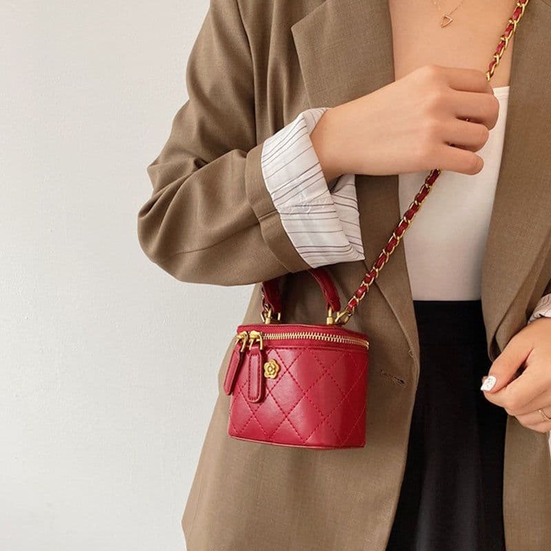 image-Mini Lipstick Small Bag Camellia Chain Box Handbag Shoulder Messenger Bag For Women