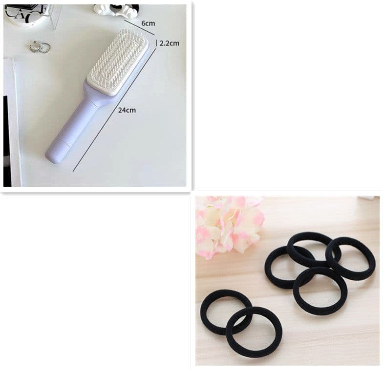 image-4 In 1 Self Cleaning Hair Brush New Self-Cleaning Anti-Static Massage Comb Scalable Rotate Lifting Self Cleaning Hairbrush