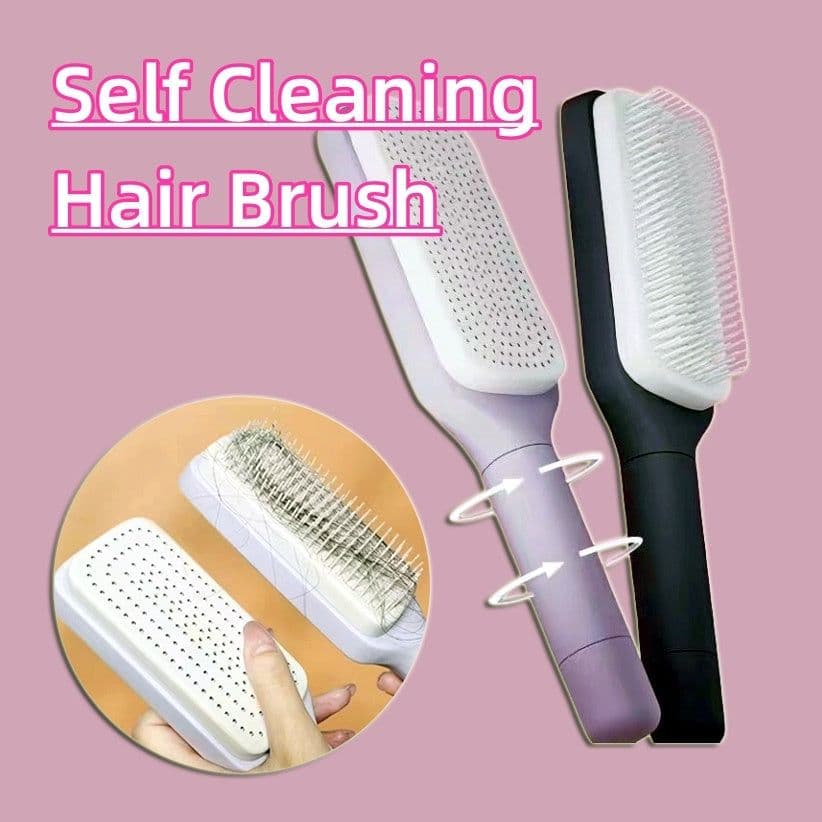 image-4 In 1 Self Cleaning Hair Brush New Self-Cleaning Anti-Static Massage Comb Scalable Rotate Lifting Self Cleaning Hairbrush