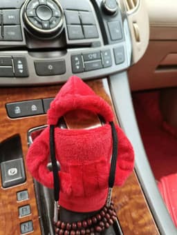 image-Velvet Car Gear Handle Sleeve Handle Decorative Knob Hoodie Handbrake Cover Hoodie
