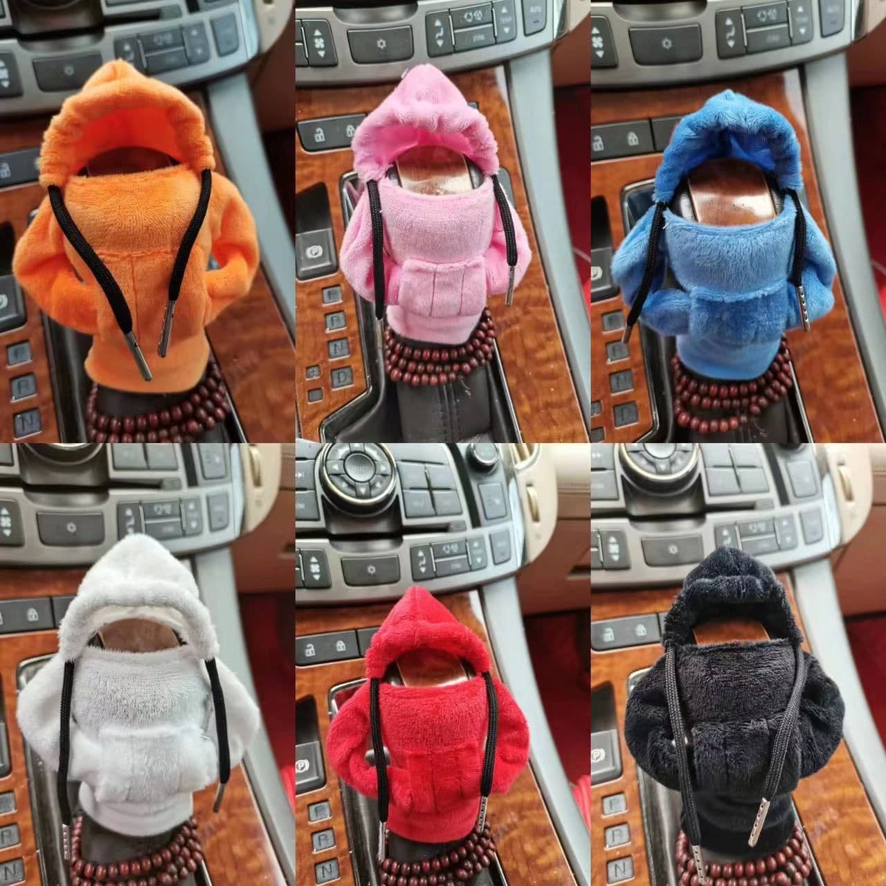 image-Velvet Car Gear Handle Sleeve Handle Decorative Knob Hoodie Handbrake Cover Hoodie
