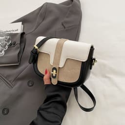 image-Retro Casual Bag Female Fashion Color Contrast
