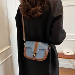 image-Retro Casual Bag Female Fashion Color Contrast