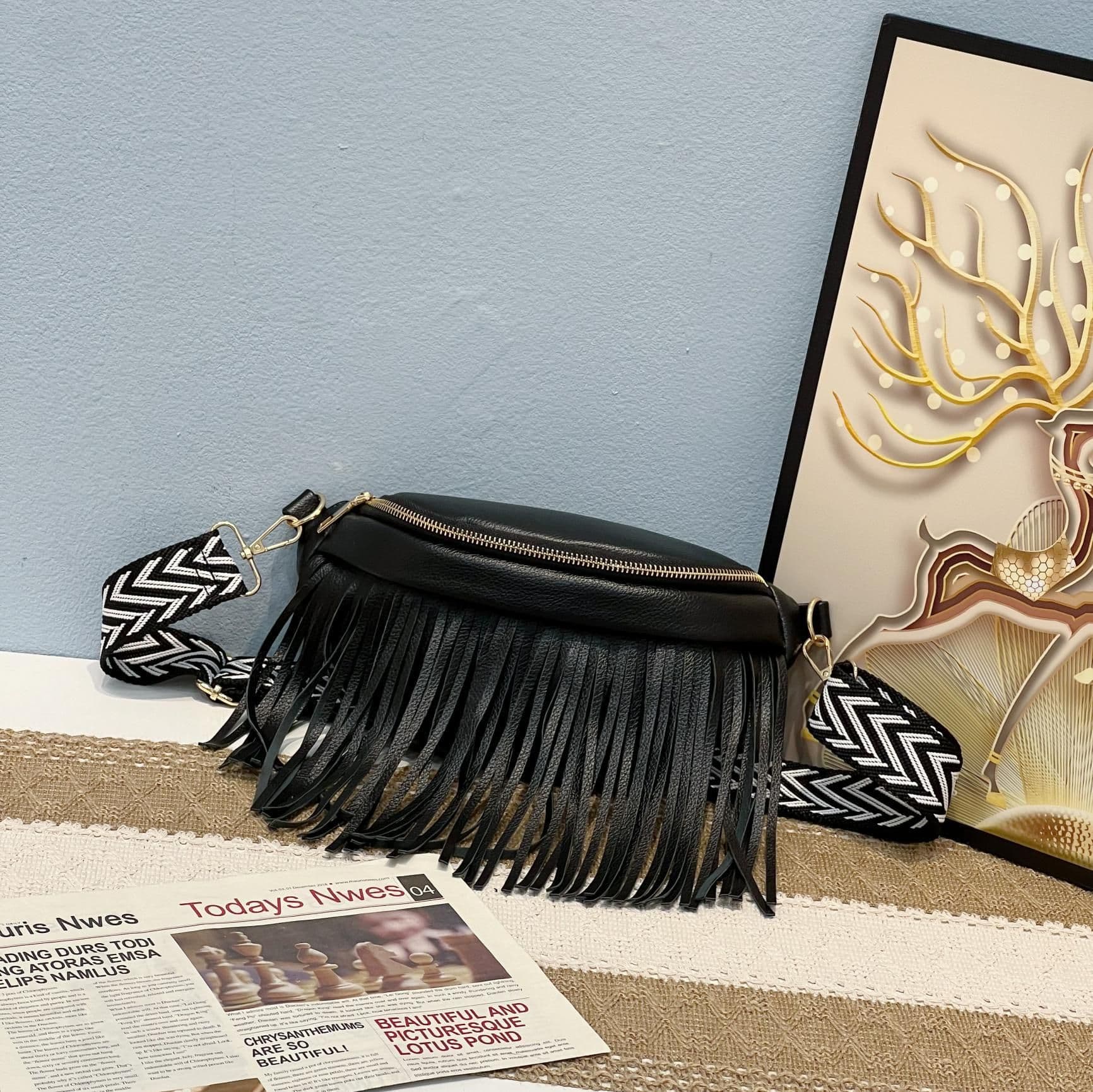 image-Women's Crossbody Tassel Waist Bag
