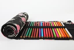 image-Ballet Girl Printing Canvas Pencil Curtain 24 36 48 72 Holes Large Capacity Rolling Pencil Case Color Lead Sketch Stationery Case