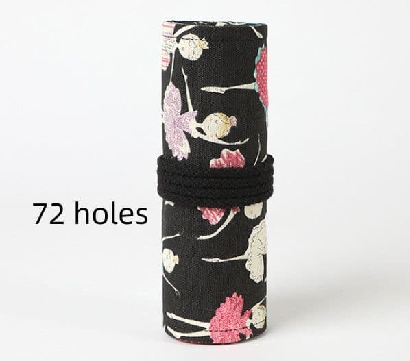 image-Ballet Girl Printing Canvas Pencil Curtain 24 36 48 72 Holes Large Capacity Rolling Pencil Case Color Lead Sketch Stationery Case