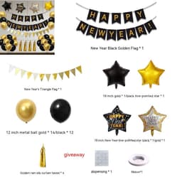 image-32-inch 2024 New Year Balloon Set Wine Bottle Gilding Triangle Hanging Flag Balloon