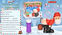 image-Electric Santa Claus Bubbles Machine Blowing Bubbles Music Light Entertainment Toy Prank Funny Ornament Christmas Gifts Christmas Decorations