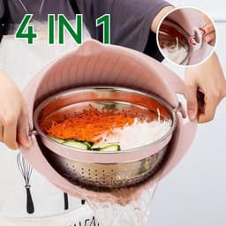 image-Kitchen Fruit Tray Removable Double Layer Fruit And Vegetable Basin Draining Basket Creative Household Rotating Washing Basket