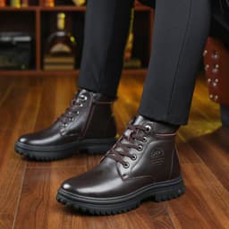 image-Men's Fashion High-top Wool And Cotton Shoes