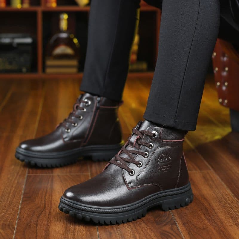 image-Men's Fashion High-top Wool And Cotton Shoes