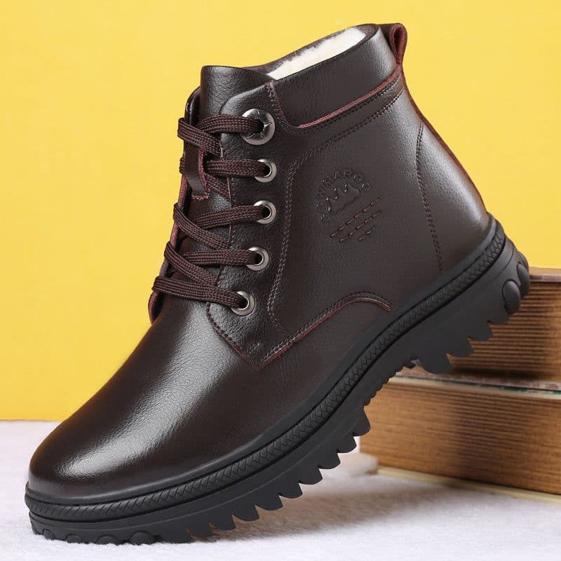 image-Men's Fashion High-top Wool And Cotton Shoes